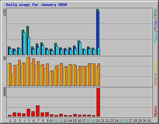 Daily usage for January 2020