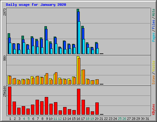 Daily usage for January 2020