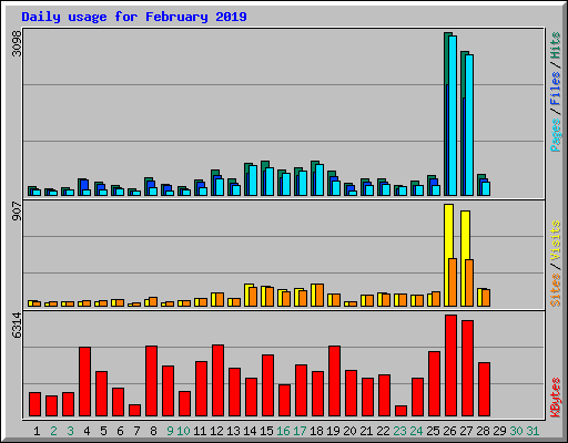 Daily usage for February 2019