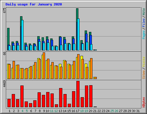 Daily usage for January 2020