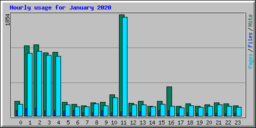 Hourly usage for January 2020