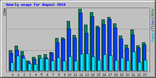 Hourly usage for August 2016